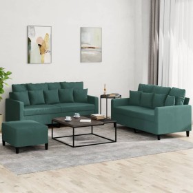 Dreiteiliges Sofaset mit dunkelgrünen Samtkissen. von , Sofas - Ref: Foro24-3201712, Preis: 516,55 €, Rabatt: %