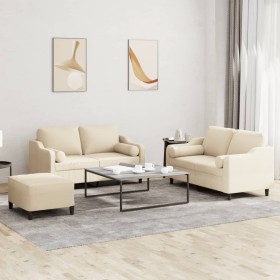 3-piece sofa set with cream fabric cushions by , Sofas - Ref: Foro24-3201828, Price: 562,99 €, Discount: %