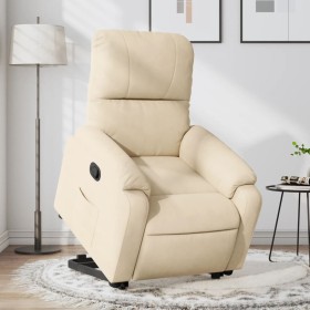 Sillón reclinable elevable tela de microfibra color crema de , Sillones - Ref: Foro24-3204933, Precio: 286,99 €, Descuento: %