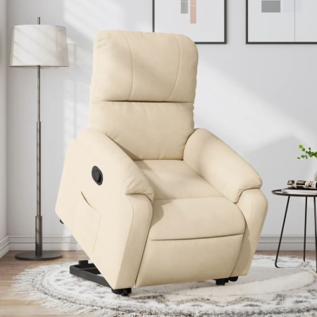 Sillón reclinable elevable tela de microfibra color crema de , Sillones - Ref: Foro24-3204933, Precio: 284,40 €, Descuento: %