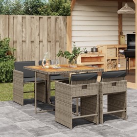 Garten-Essgruppe, 5-teilig, mit grauen Polstern aus synthetischem Rattan von , Gartensets - Ref: Foro24-3211082, Preis: 353,8...