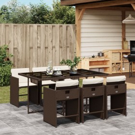 Garten-Essgruppe, 7-teilig, mit braunen Polstern aus synthetischem Rattan. von , Gartensets - Ref: Foro24-3211089, Preis: 449...