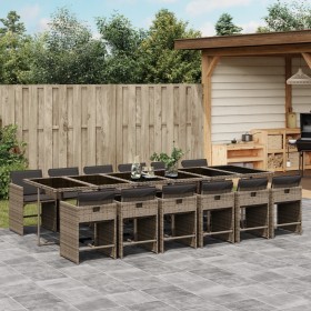 Garten-Essgruppe mit 13-teiligen Kissen aus grauem synthetischem Rattan. von , Gartensets - Ref: Foro24-3211124, Preis: 967,9...