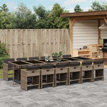 Garten-Essgruppe mit 13-teiligen Kissen aus grauem synthetischem Rattan. von , Gartensets - Ref: Foro24-3211124, Preis: 967,8...