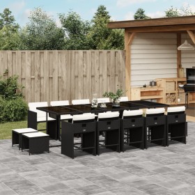 Garden dining set with 15-piece black synthetic rattan cushions. by , Garden sets - Ref: Foro24-3211170, Price: 896,99 €, Dis...