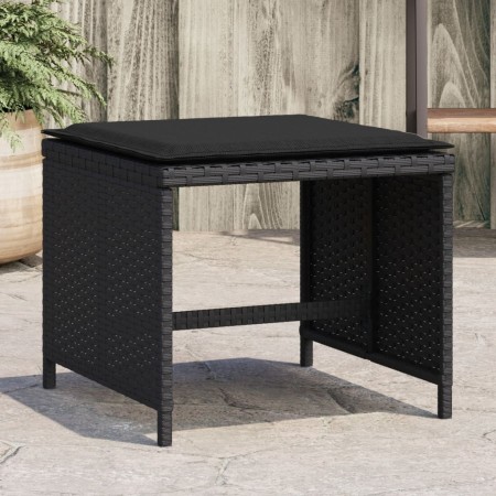 Gartenhocker mit Kissen 4 Stück PE-Rattan Schwarz 41x41x36cm von , Hocker für den Außenbereich - Ref: Foro24-365042, Preis: 9...