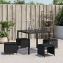 Gartenhocker mit Kissen 4 Stück PE-Rattan Schwarz 41x41x36cm von , Hocker für den Außenbereich - Ref: Foro24-365042, Preis: 9...