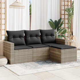 Garden sofa set 4 pieces with gray synthetic rattan cushions by , Garden sets - Ref: Foro24-3218862, Price: 284,64 €, Discoun...