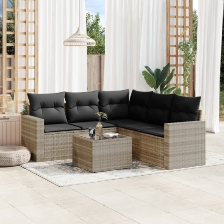 Garden sofa set 6 pieces and gray synthetic rattan cushions by , Garden sets - Ref: Foro24-3218952, Price: 455,19 €, Discount: %