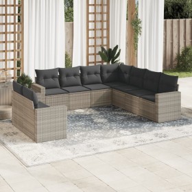 Set muebles jardín 9 pzas y cojines ratán sintético gris claro de , Conjuntos de jardín - Ref: Foro24-3219142, Precio: 659,99...