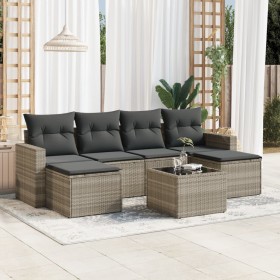 7-piece garden sofa set with light gray PE rattan cushions by , Garden sets - Ref: Foro24-3219322, Price: 468,43 €, Discount: %