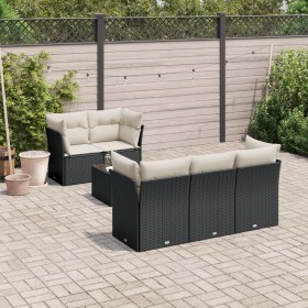 6-teiliges Gartensofa-Set und Kissen aus schwarzem Kunststoff-Rattan. von , Gartensets - Ref: Foro24-3249085, Preis: 395,40 €...