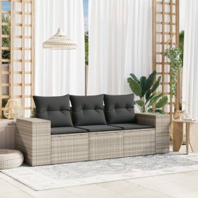 Gartensofa-Set 3-teilig mit grauen Polstern aus synthetischem Rattan von , Gartensets - Ref: Foro24-3254599, Preis: 264,54 €,...