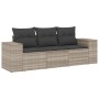 Gartensofa-Set 3-teilig mit grauen Polstern aus synthetischem Rattan von , Gartensets - Ref: Foro24-3254599, Preis: 264,54 €,...