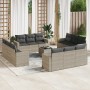 Set of garden sofas with 13 pieces of gray synthetic rattan cushions by , Garden sets - Ref: Foro24-3218772, Price: 1,00 €, D...