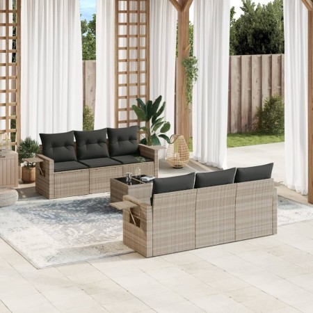 Garden sofa set 7 pieces with light gray PE rattan cushions by , Garden sets - Ref: Foro24-3252249, Price: 544,71 €, Discount: %