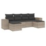 Garden sofa set 6 pieces and gray synthetic rattan cushions by , Garden sets - Ref: Foro24-3255259, Price: 446,08 €, Discount: %