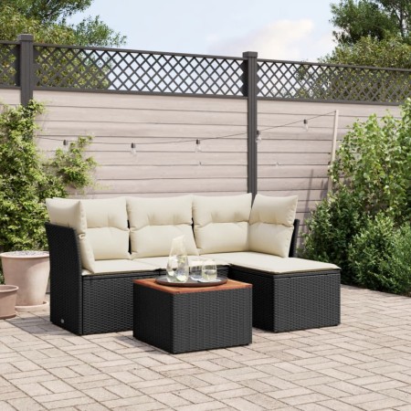 Gartenmöbel-Set 5-teilig mit schwarzen Polstern aus synthetischem Rattan von , Gartensets - Ref: Foro24-3255937, Preis: 291,8...