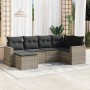 Garden sofa set 6 pieces and gray synthetic rattan cushions by , Garden sets - Ref: Foro24-3219252, Price: 451,39 €, Discount: %