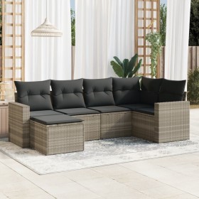 Garden sofa set 6 pieces and gray synthetic rattan cushions by , Garden sets - Ref: Foro24-3219252, Price: 432,99 €, Discount: %