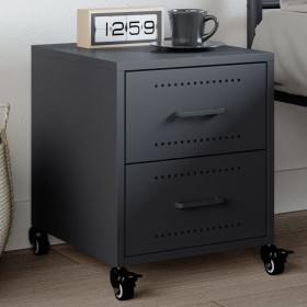 Bedside table in anthracite grey steel, 36x39x43.5 cm by , Nightstands - Ref: Foro24-846630, Price: 72,48 €, Discount: %