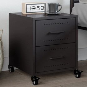 Black steel bedside table 36x39x43.5 cm by , Nightstands - Ref: Foro24-846626, Price: 69,36 €, Discount: %