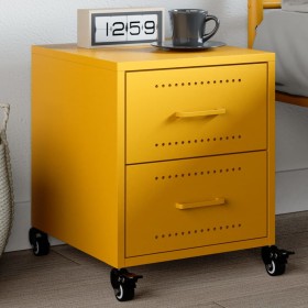 Yellow mustard steel bedside table 36x39x43.5 cm by , Nightstands - Ref: Foro24-846632, Price: 72,48 €, Discount: %