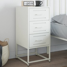 White steel bedside table 36x39x78 cm by , Nightstands - Ref: Foro24-846588, Price: 86,03 €, Discount: %