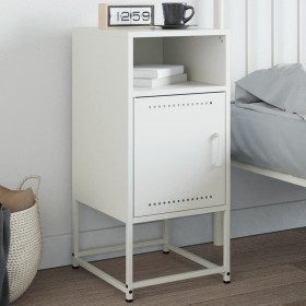 White steel bedside table 36x39x78 cm by , Nightstands - Ref: Foro24-846576, Price: 62,80 €, Discount: %