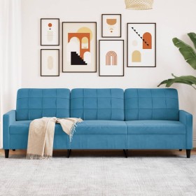 Blue velvet 3-seater sofa, 210 cm by , Sofas - Ref: Foro24-4007653, Price: 307,07 €, Discount: %