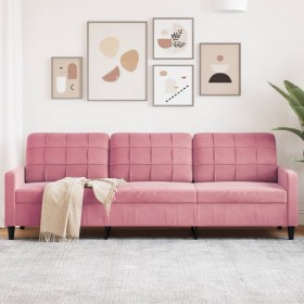 Dreisitzer-Sofa aus rosa Samt, 210 cm. von , Sofas - Ref: Foro24-4007647, Preis: 294,99 €, Rabatt: %