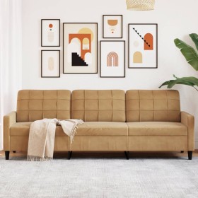 3-seater brown velvet sofa 210 cm by , Sofas - Ref: Foro24-4007651, Price: 257,99 €, Discount: %