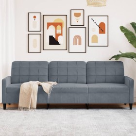 Dreisitzer-Sofa aus dunkelgrauem Samt, 210 cm von , Sofas - Ref: Foro24-4007645, Preis: 338,86 €, Rabatt: %