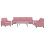 Set of sofas with 3 pink velvet cushions by , Sofas - Ref: Foro24-3278434, Price: 654,99 €, Discount: %