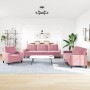 Set of sofas with 3 pink velvet cushions by , Sofas - Ref: Foro24-3278434, Price: 654,99 €, Discount: %