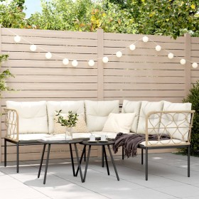 L-shaped garden sofa with black steel and textilene cushions by , Outdoor sofas - Ref: Foro24-4008109, Price: 333,99 €, Disco...