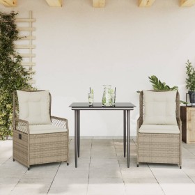 3-piece garden dining set with beige synthetic rattan cushions by , Garden sets - Ref: Foro24-3263013, Price: 297,99 €, Disco...