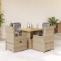 Garten-Essgruppe 5-teilig mit Kissen aus synthetischem Rattan in Beige. von , Gartensets - Ref: Foro24-3262772, Preis: 527,89...