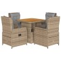 Garten-Essgruppe 5-teilig mit Kissen aus synthetischem Rattan in Beige. von , Gartensets - Ref: Foro24-3262772, Preis: 527,89...