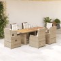 Garten-Essgruppe 7-teilig mit Kissen aus synthetischem Rattan in Beige. von , Gartensets - Ref: Foro24-3262793, Preis: 800,63...