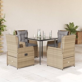 Garten-Essgruppe 5-teilig mit Kissen aus synthetischem Rattan in Beige. von , Gartensets - Ref: Foro24-3262869, Preis: 494,04...