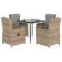 5-piece garden dining set with beige synthetic rattan cushions by , Garden sets - Ref: Foro24-3262869, Price: 492,99 €, Disco...