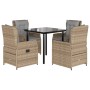 Set comedor de jardín 5 pzas con cojines ratán sintético beige de , Conjuntos de jardín - Ref: Foro24-3262876, Precio: 473,99...