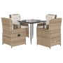 Garten-Essgruppe 5-teilig mit Kissen aus synthetischem Rattan in Beige. von , Gartensets - Ref: Foro24-3262883, Preis: 491,43...