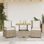 Set comedor de jardín 3 pzas con cojines ratán sintético beige de , Conjuntos de jardín - Ref: Foro24-3262919, Precio: 330,63...