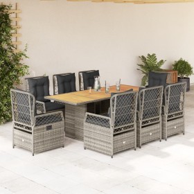 Garden dining set 9 pieces and gray synthetic rattan cushions by , Garden sets - Ref: Foro24-3262931, Price: 1,00 €, Discount: %