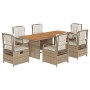 Set comedor de jardín 7 pzas con cojines ratán sintético beige de , Conjuntos de jardín - Ref: Foro24-3262938, Precio: 815,21...