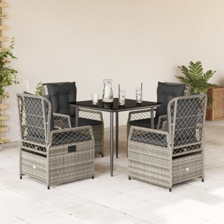 Set comedor de jardín 5 piezas con cojines ratán sintético gris de , Conjuntos de jardín - Ref: Foro24-3262986, Precio: 501,9...