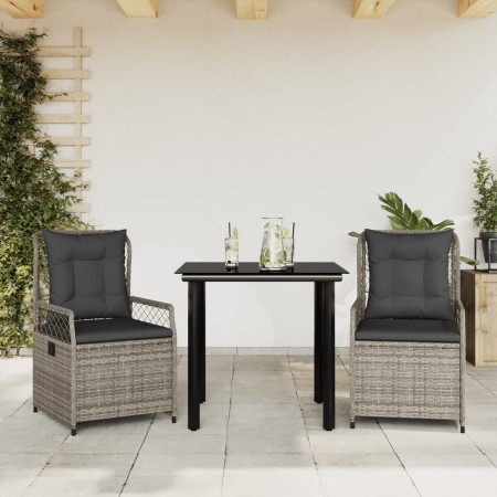 Set comedor de jardín 3 piezas con cojines ratán sintético gris de , Conjuntos de jardín - Ref: Foro24-3262992, Precio: 280,3...