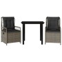 3-piece garden dining set with gray synthetic rattan cushions by , Garden sets - Ref: Foro24-3262992, Price: 280,99 €, Discou...